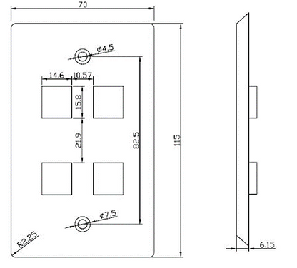 Placa de Pared de 4 Puertos, Keystone, Color Blanco