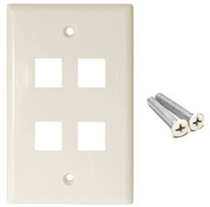 Placa de Pared de 4 Puertos, Keystone, Color Blanco