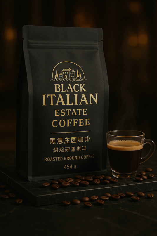 Café BLACK ITALIAN ESTATE Molido Espresso arábica Italiano de 454g