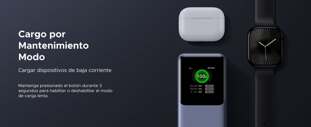 Power Bank de 20000mAh | 3 Salidas 130W Max. | USB-A + 2 USB-C | PD 3.0 | QC3.0 | FCP | SCP | Pantalla Inteligente | Carcasa Ignifuga | Color Gris |