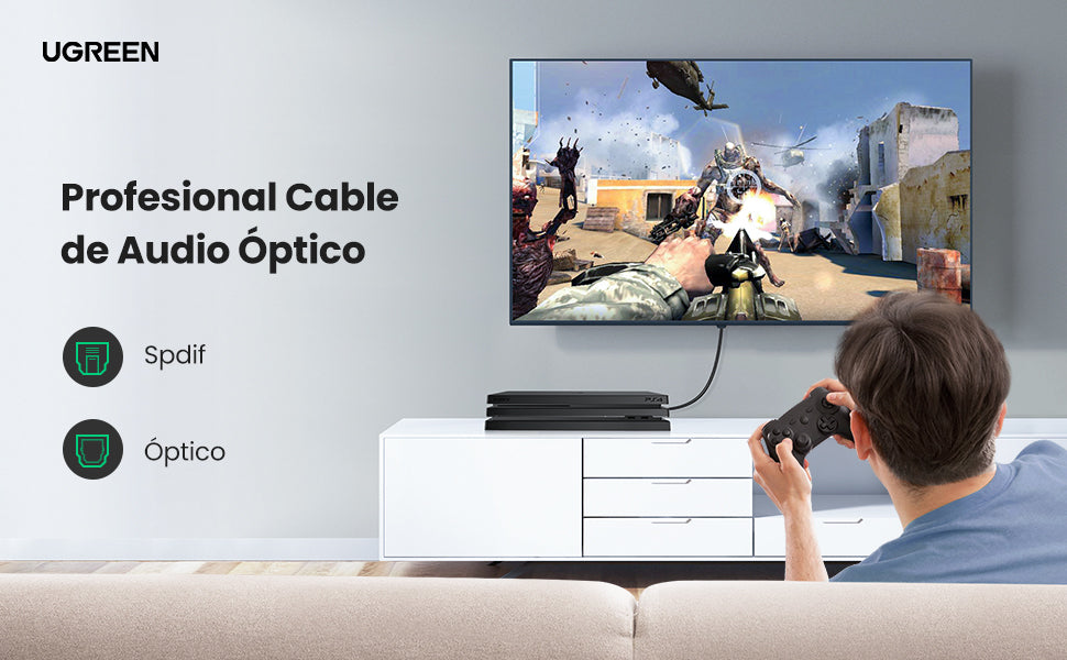 Cable Óptico Toslink (S/PDIF) de Alta Calidad para Audio Digital / 3 Metros (9.84 Pies) / Tapa de Protección / Dolby 7.1 Canales / Diseño Durable