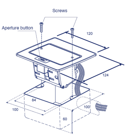 Mini Caja de Piso Rectangular para Datos y Conectores Tipo Keystone, Color y Material en Acero Inoxidable (3 Puertos) (11000-21202)