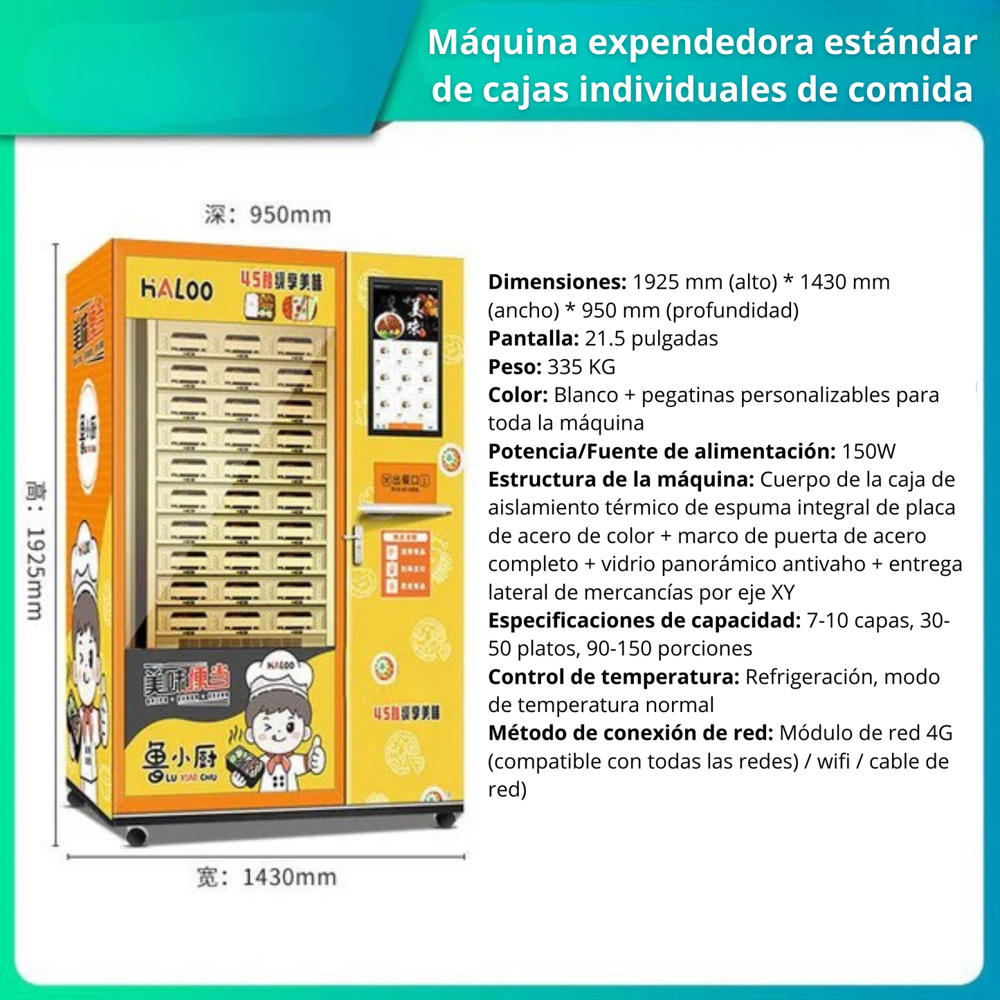 Maquina expendedora de alimentos prefabricados, box lunch, máquina expendedora de calefacción automática de comida rápida, máquina expendedora de comida cocinada