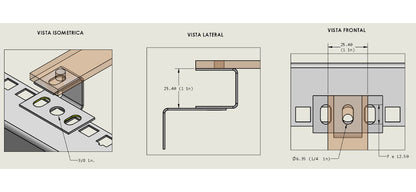 Adaptador / Montaje para Barra de Tierra fisica en Racks de 19 In.