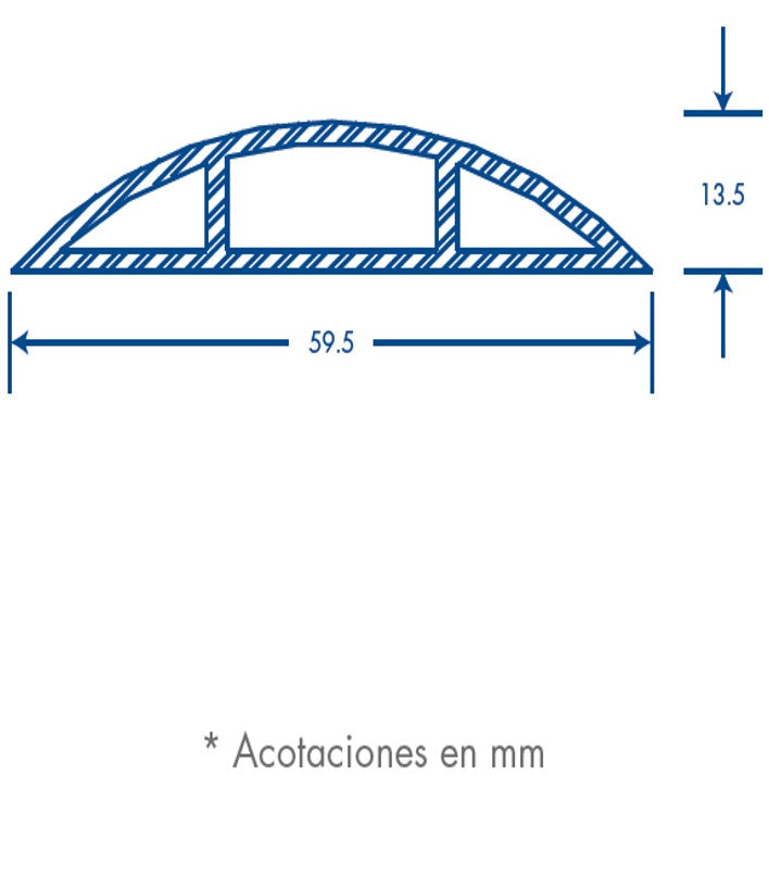 Canaleta flexible gris de PVC auto extinguible, (Rollo de 25mts.) (9300-05030)
