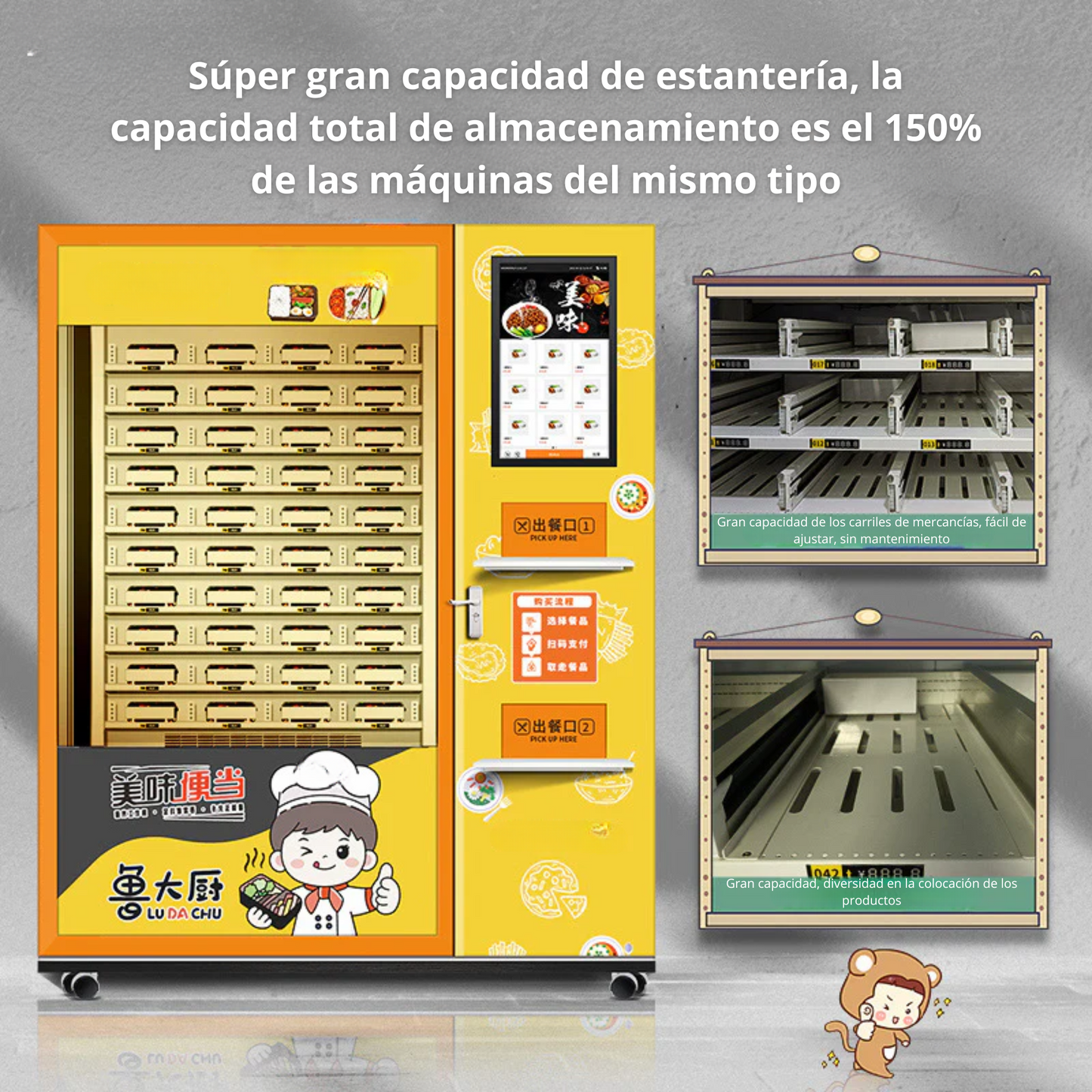 Maquina expendedora de alimentos prefabricados, box lunch, máquina expendedora de calefacción automática de comida rápida, máquina expendedora de comida cocinada