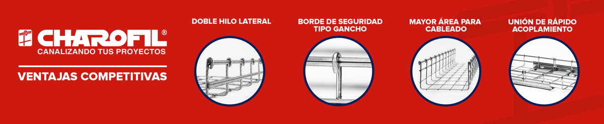 Charola Bimetálica Tipo Malla 33/200 mm, Ideal Para Utilizarse al Exterior o Zonas Húmedas, Hasta 105 Cables Cat6, Tramo de 3 Metros