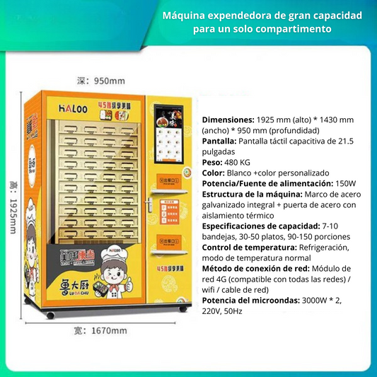Maquina expendedora de alimentos prefabricados, box lunch, máquina expendedora de calefacción automática de comida rápida, máquina expendedora de comida cocinada