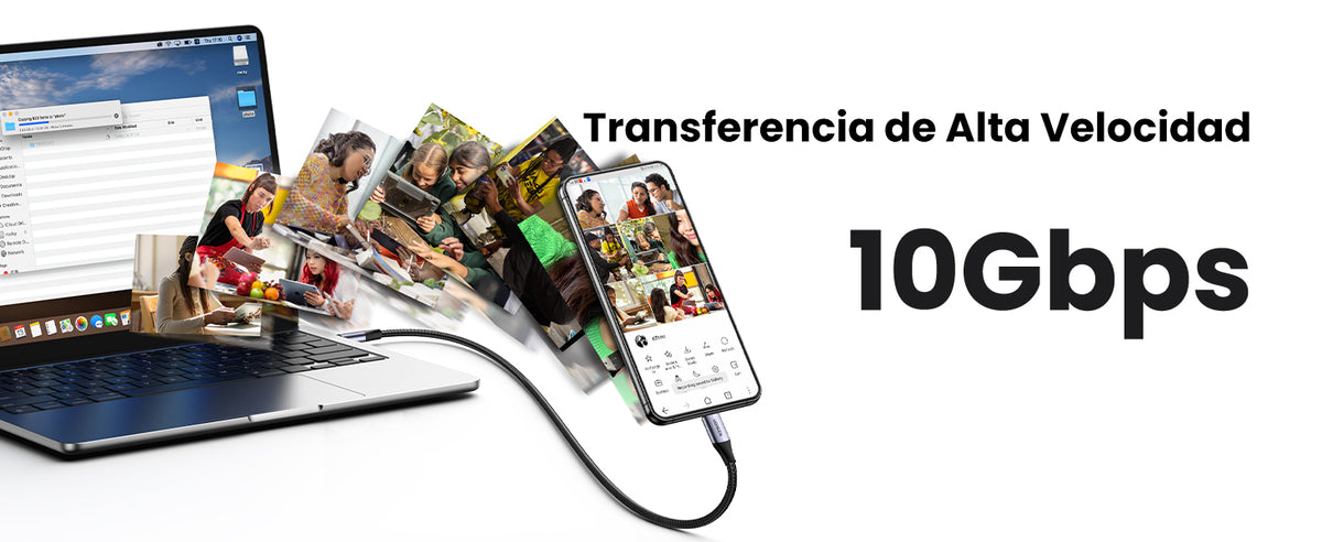 Cable USB-C a USB-C 3.2 Thunderbolt | 1 Metro | 240W | 10 Gbps | 480 Mbps | Soporta Video 4K@60Hz| Chip E-Market Inteligente | Carcasa de Aluminio |
