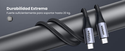 Cable USB-C a USB-C 3.2 Thunderbolt | 1 Metro | 240W | 10 Gbps | 480 Mbps | Soporta Video 4K@60Hz| Chip E-Market Inteligente | Carcasa de Aluminio |