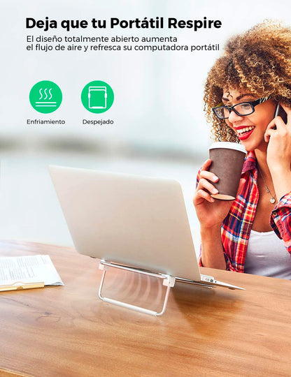 Soporte para Laptop / Plegable / Ajustable de 87 a 131 mm / Amplia compatibilidad 11''-16'' / Capacidad de carga 20 KG / Antideslizante / Ultra