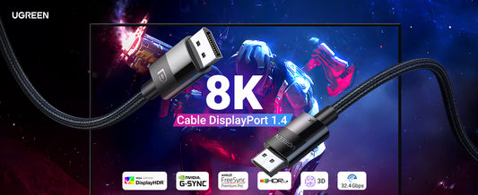 Cable DisplayPort 1.4 | Longitud 2 Metros (6.56 Pies) | Versión DP1.4 | 8K 7680x4320 a 60 Hz | Soporta 3D | HDR | Blindaje Interno Múltiple | Nylon