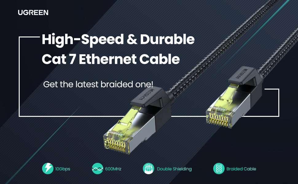 Cable Ethernet Cat7 CLASS F/FTP Redondo con Malla de Nylon 2 Metros (6.56 Pies)
