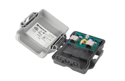 Protector PoE Exterior Gigabit / Tubo de Descarga de Gas GDT / 51W PoE+ / RJ45 Blindado / IP23 / Enlaces Inalámbricos