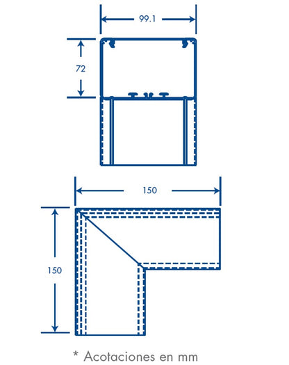 Esquinero exterior de aluminio, para canaleta INKA100 (8110-80001)
