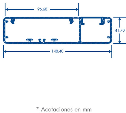 Canaleta de aluminio, 140 x 41 tramo 3m. (8501-80300)
