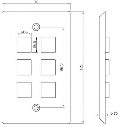 Placa de Pared de 6 Puertos, Keystone, Color Blanco