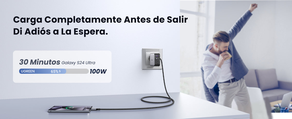 Cable USB-C a USB-C | 1 Metro | Carga Rápida de hasta 100W | Transferencia de datos 480 Mbps | PD3.0 | QC4.0/3.0/2.0 | FPC | AFC | Protección