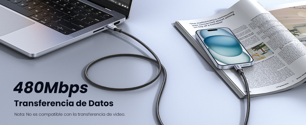 Cable USB-C a USB-C | 1 Metro | Carga Rápida de hasta 100W | Transferencia de datos 480 Mbps | PD3.0 | QC4.0/3.0/2.0 | FPC | AFC | Protección