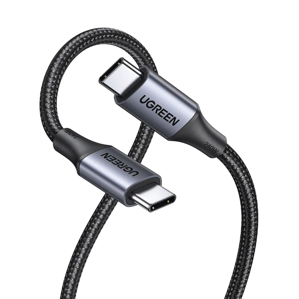 Cable USB-C a USB-C | 2 Metros | Potencia de Carga 240W | 48V/5A | PD3.1 /3.0 | 480 Mbps | Chip E-Market | Carcasa de Aluminio | Nylon Trenzado.