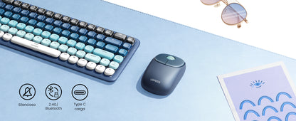 Mouse Inalámbrico FUN | Recargable| 2.4G & Bluetooth | 4 Niveles de DPI | Silencioso | Ergonómico | 5 Botones | Compatible con Windows, macOS 10.5