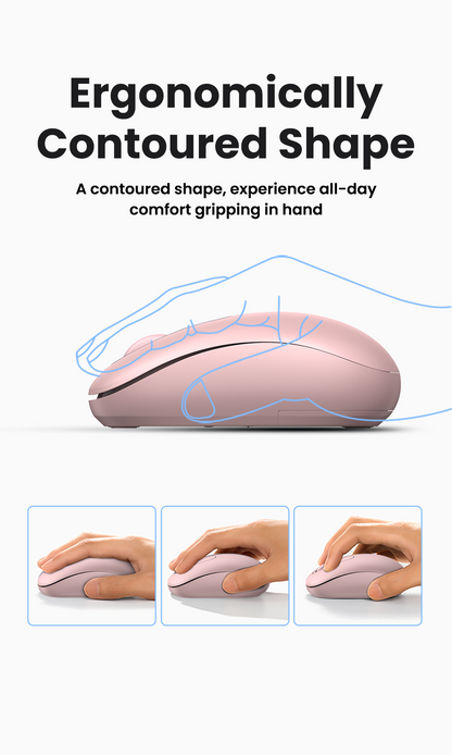 Mouse Inalámbrico 2.4G 800/1200/1600/2400 DPI | Función de 3 botones | Alcance 10m | Silencioso | Ergonómico | Anti-caída y Anti-interferencias |