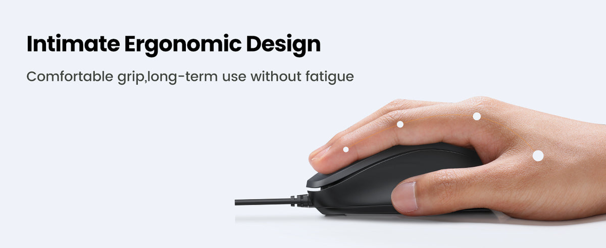 Mouse Óptico USB | Cable USB de 1.5 metros | 3 Botones | 1200DPI | Diseño Ergonómico | Silencioso | Color Negro | Windows / MacOS / Linux / Chrome y