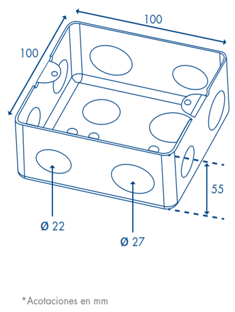 Caja de Registro de Acero Galvanizado, 10x10 cm (3.94x3.94 Pulgadas), Color Negro (11000-00000)