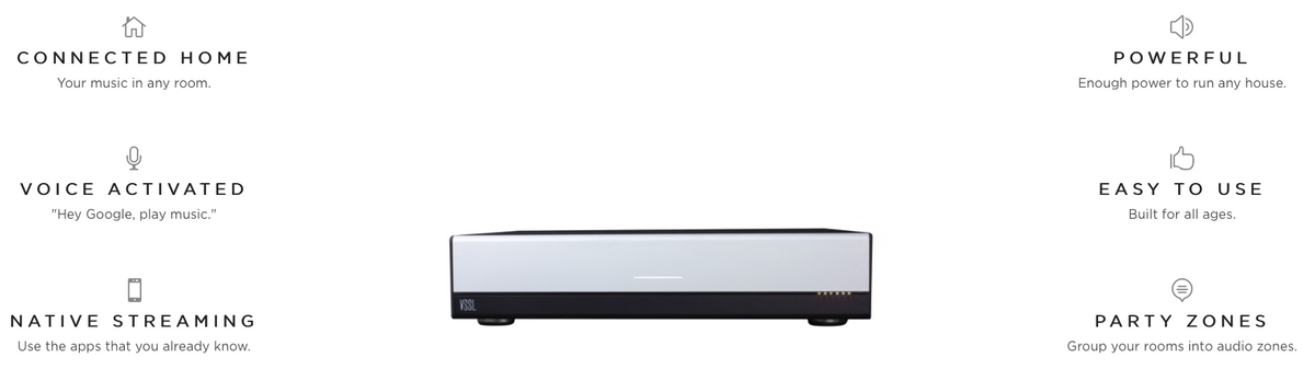 VSSL 6 zonas, 12x50W, con Chromecast incorporado, Airplay, Spotify Conn en cada zona - funciona con GoogleAsst