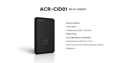 Lector de tarjetas de escritorio AKUVOX ACR-CID01 / multifuncional / conexión USB / lectura multi-frecuencia / plug and play / compatible windows e