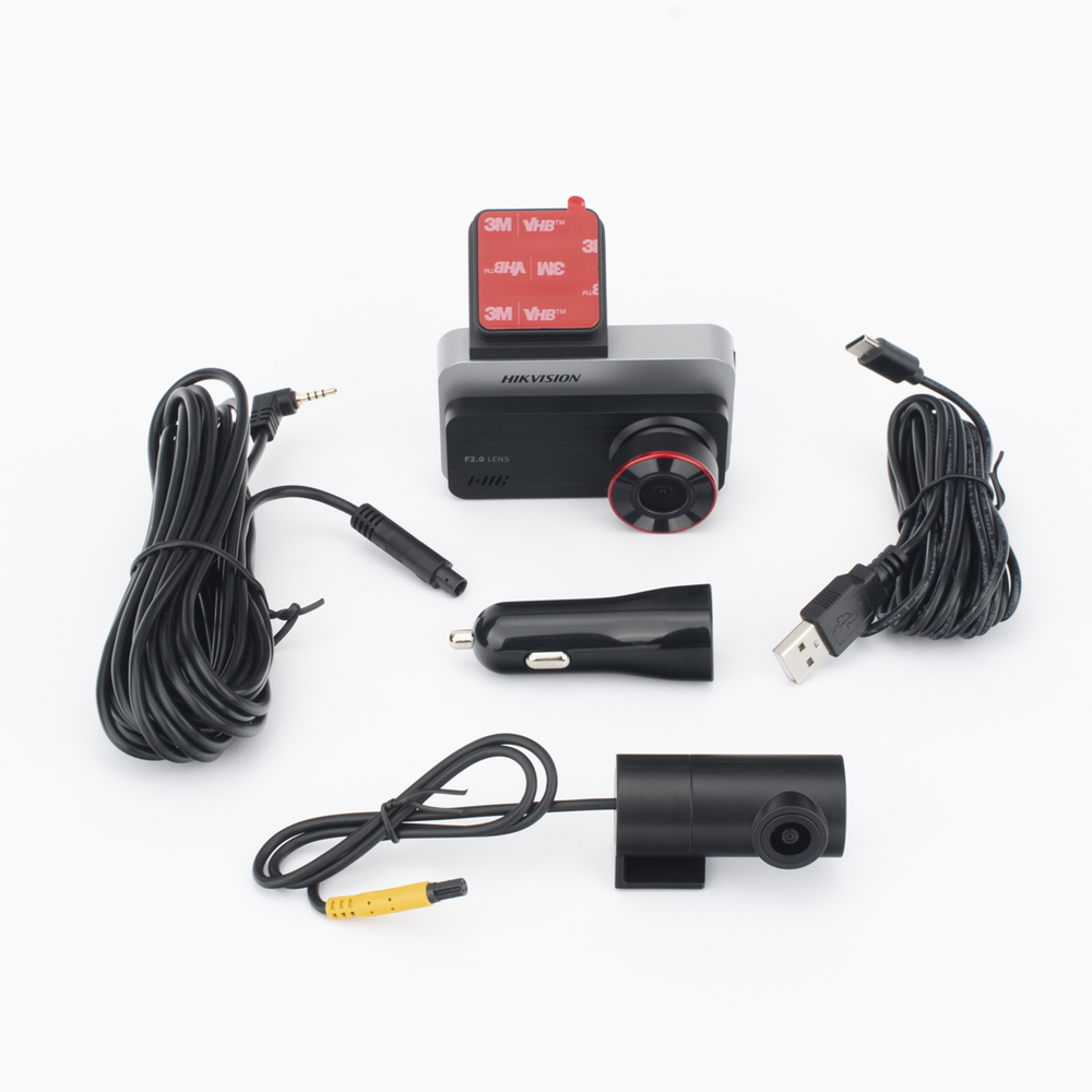 Dashcam de Doble Lente Hikvision AE-DC2328-C200S(2CH) / 2 Megapixel (1080p) Frontal e Interior / Gran Angular 128° / H.265 / Pantalla IPS 3" / WiFi