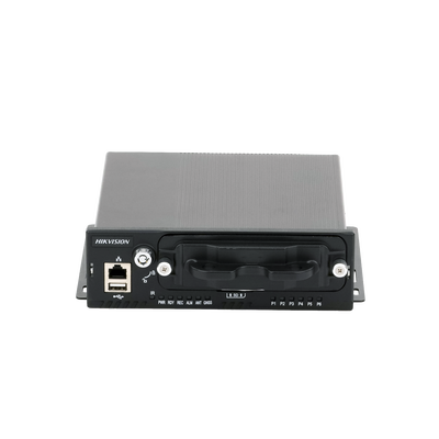 NVR Móvil Vehicular de 8 Canales / 4 PoE + 4 vía Switch / 2 Megapixel / H.265 / GPS + Sensor G / 2 Bahías HDD / RJ45 / Aluminio Industrial