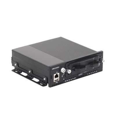 NVR Móvil Vehicular de 8 Canales / 4 PoE + 4 vía Switch / 2 Megapixel / H.265 / GPS + Sensor G / 2 Bahías HDD / RJ45 / Aluminio Industrial