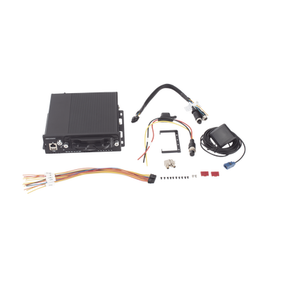 NVR Móvil Vehicular de 8 Canales / 4 PoE + 4 vía Switch / 2 Megapixel / H.265 / GPS + Sensor G / 2 Bahías HDD / RJ45 / Aluminio Industrial