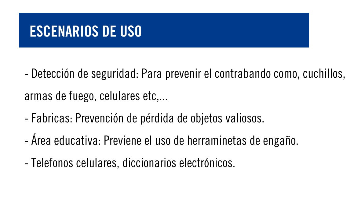 Detector de Metal Portátil para Objetos Pequeños / Protección IP31 / Indicador LED / Vibración y Alarma Audible Simultanea / Para Inspección a Detalle