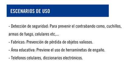 Detector de Metal Portátil para Objetos Pequeños / Protección IP31 / Indicador LED / Vibración y Alarma Audible Simultanea / Para Inspección a Detalle