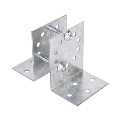 Base Multiposición para postes de paso o esquina / Acero Galvanizado Cal. 12 / 0.36 kg / Kit de Tornillería Incluido / Compatible con 7 Modelos