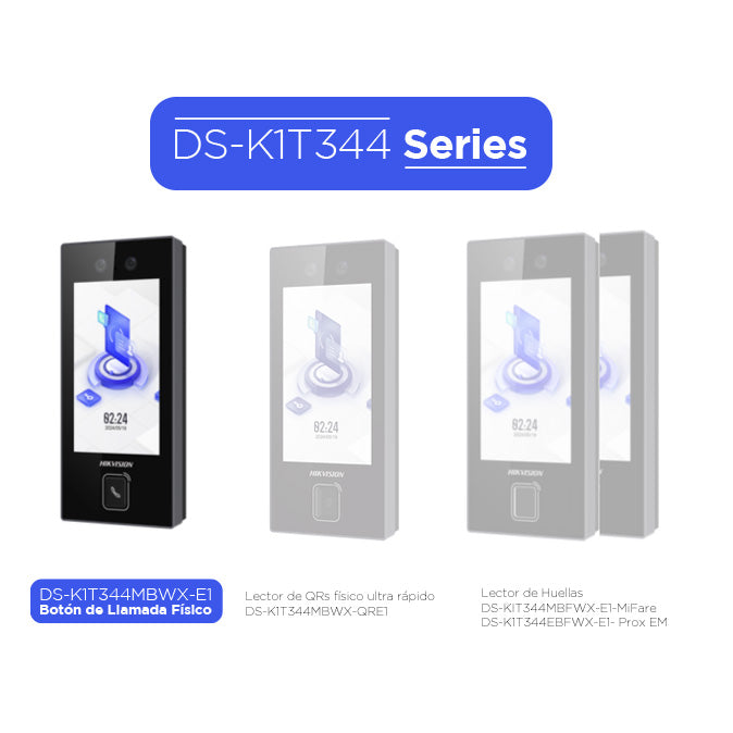 Terminal Facial MinMoe DS-K1T344MBWX-E1 / Boton de Llamada Fisico / 3000 Rostros / Pantalla 4.5" / Hik-Connect Teams / IP65 / PoE WiFi / HIK-IA / SIP