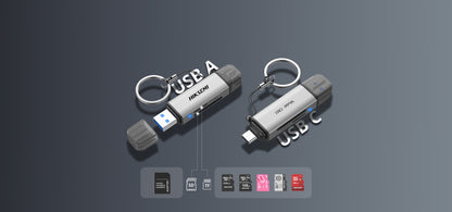 Lector de Tarjetas 2 en 1 / Conector Dual USB-A y USB-C / Soporta SD y Micro SD / 5 Gbps / Aleación de Aluminio