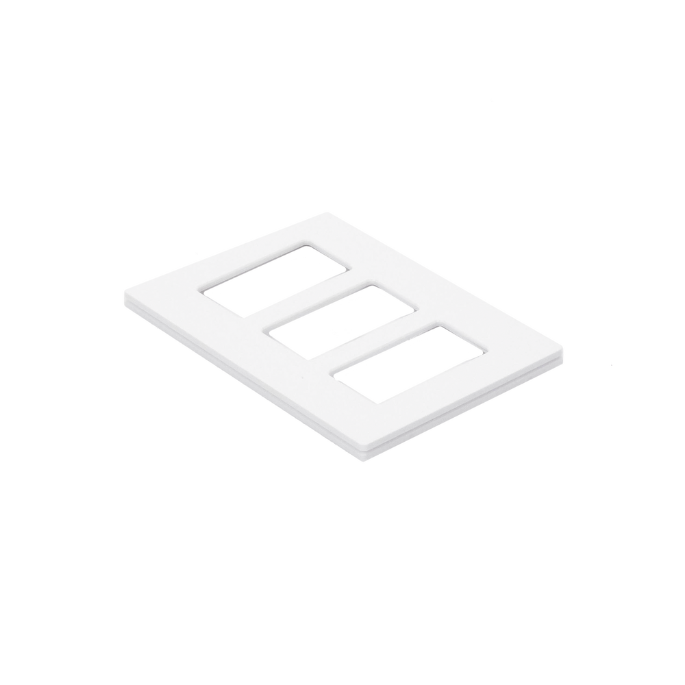 Placa de pared Claro de 3 espacios sin tornillos visibles, color blanco brillante, para atenuadores, apagadores y controles Pico Lutron