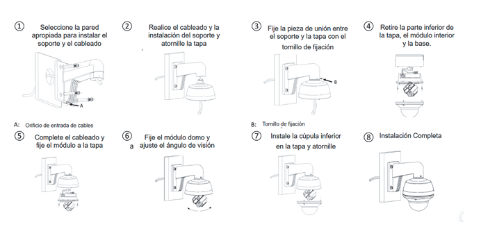 Montaje de Pared para Exterior / Compatible con Domos HIKVISION