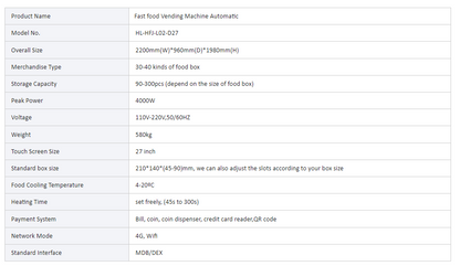 APP Ordering System Intergration Fast Food Vending Machine Automatic