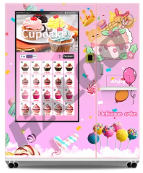 Smart Fridge 55" Big Screen Vending Machine for Slice Cakes Cupcakes Cookies Macarons Desserts