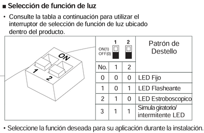 LED con patrones fijo/intermitente, estroboscópico y simulación rotatorio, Color Verde de 110-220 VCA