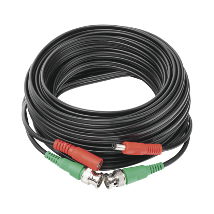 Cable Coaxial (BNC RG59) + Alimentación / SIAMES / 30 Metros (98.43 Pies) / 100% COBRE / Para Cámaras 4K / Uso Interior y Exterior