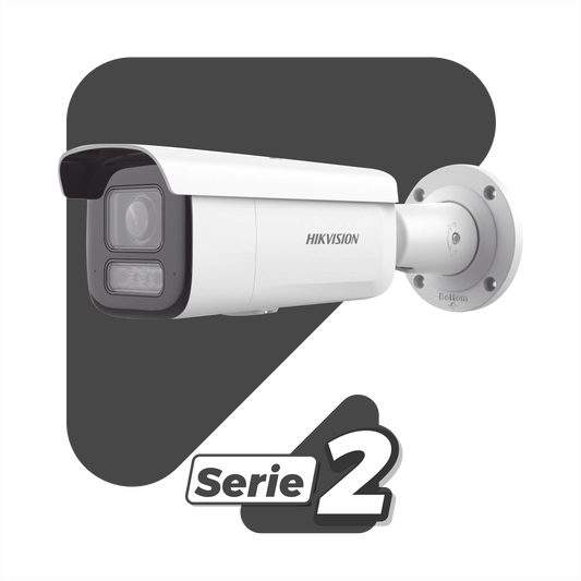 [Dual Light + 2 Micrófonos Integrados] Bala IP 2 Megapixel / Lente Mot. 2.8 a 12 mm / 60 mts Luz Blanca + 60 mts IR / ACUSENSE / Exterior IP67 / IK10
