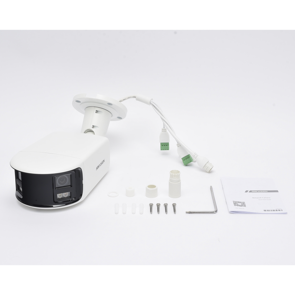 [FlexVu] [PROTECCIÓN ACTIVA] Bala IP Panorámica 4 Megapixel / 2 Lentes 2.8 mm (180°) / Imagen a Color 24/7 (ColorVu) / PoE / WDR 130° / IP67
