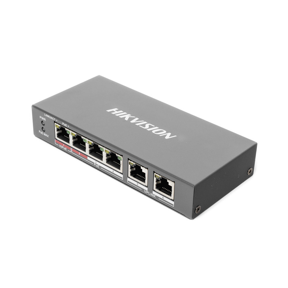 Switch PoE+ / No Administrable / 3 Puertos 10/100 Mbps 802.3 af/at (30 W) + 1 Puerto 10/100 Mbps Hi-PoE (60 W) / 2 Puertos 10/100 Mbps Uplink / Modo