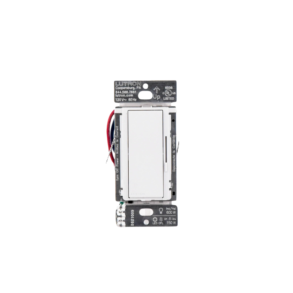 Atenuador de pared inteligente Diva con control deslizante, 120 V sin cable neutro, 150 W LED y CFL o 600 W incandescente y halógeno, sistema Caseta