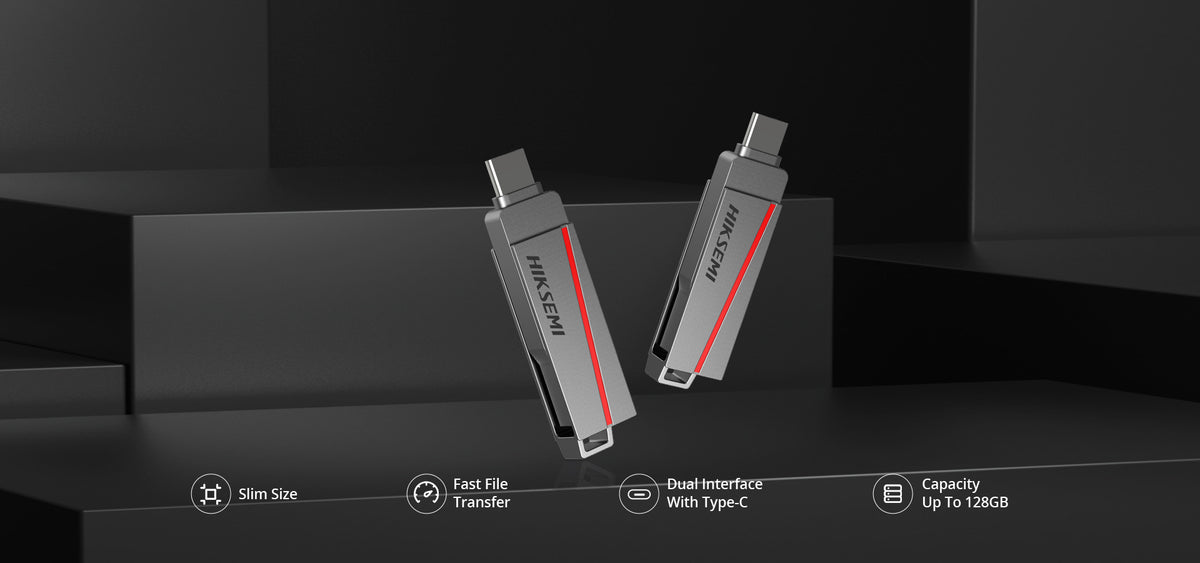 Memoria USB Dual de 128 GB / USB-C y USB-A / Transferencia de Alta Velocidad / Metálica / Compatible con Dispositivos Móviles, Windows, Mac y Linux
